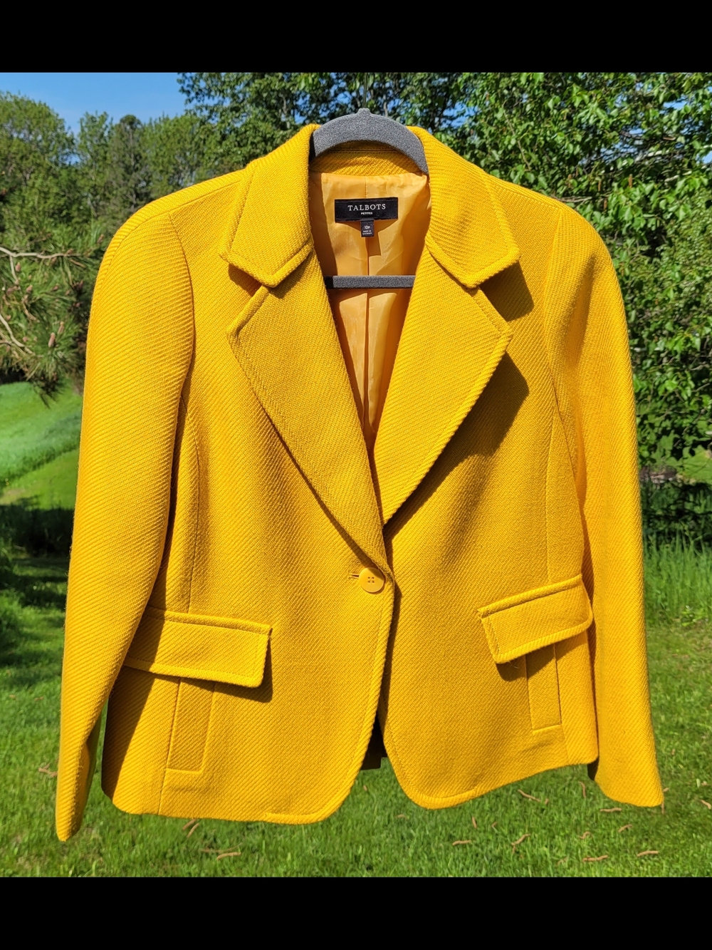 Talbots Petite Mustard Gold Textured Blazer Jacket – 10P